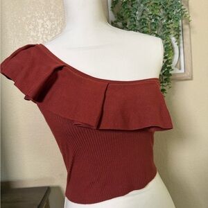 Express Terracotta Off-Shoulder Top